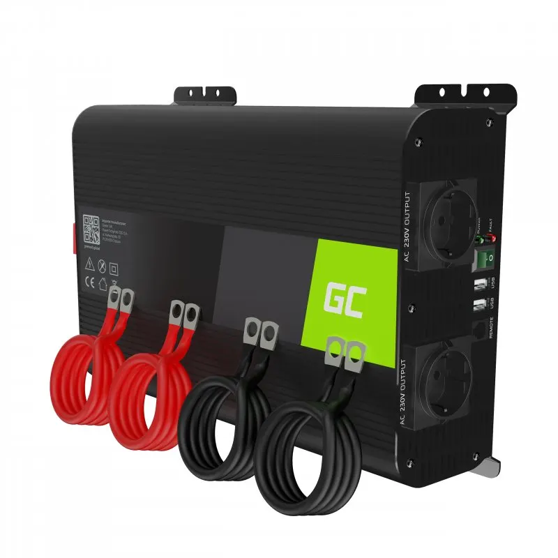 Invertor de tensiune 12V -> 230V, 2000W, sinus pur, INVGC11, Greencell PRO