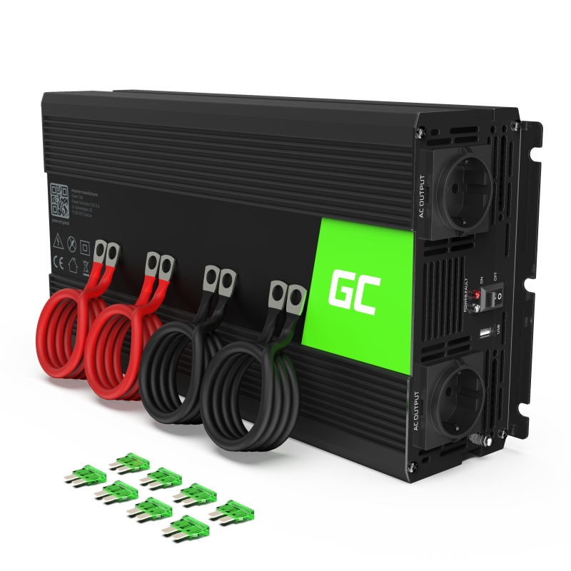 Invertor de tensiune 12V -> 230V, 2000W, INV10, Greencell, produs cu ambalaj deteriorat