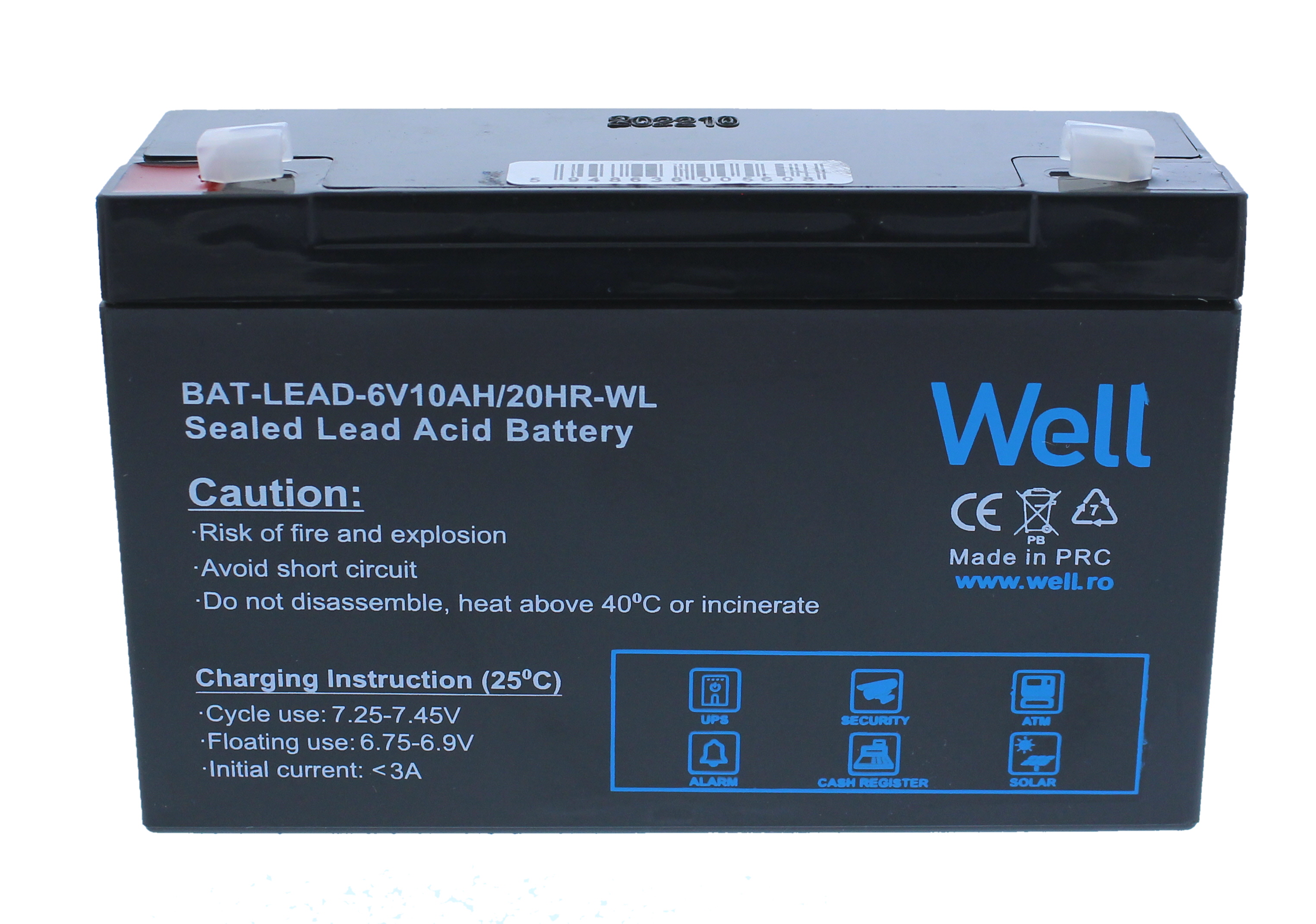 Acumulator plumb acid Well 6V 10AH, terminal T1
