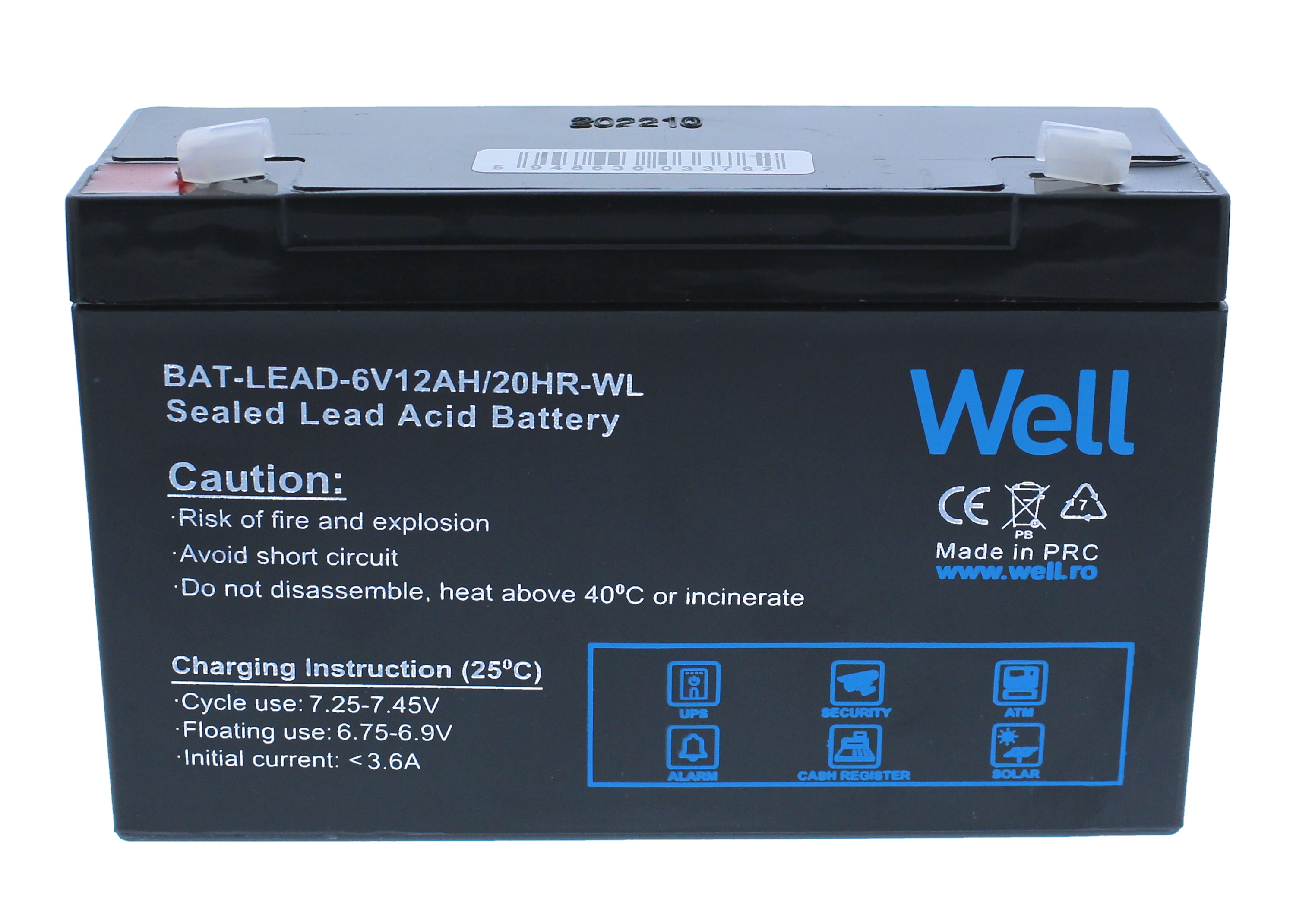 Acumulator plumb acid Well 6V 12AH, terminal T1