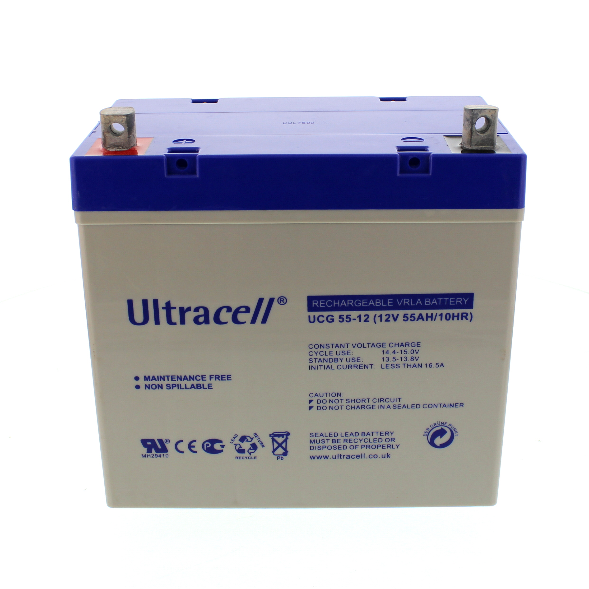 Acumulator plumb acid cu gel Ultracell UCG55-12, 12V 55AH, terminal F9