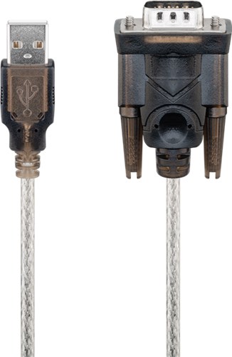 Adaptor USB-serial, 1,5 m, transparent 1 Mbit/s, USB 2.0, USB-A > RS-232 cu 9 pini Goobay