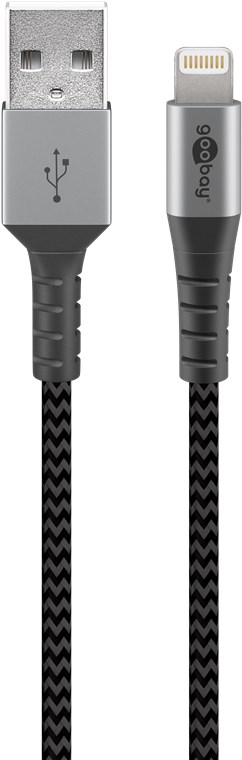 Cablu USB 2.0 A tata - Lightning, 1m, gri/argintiu, Goobay