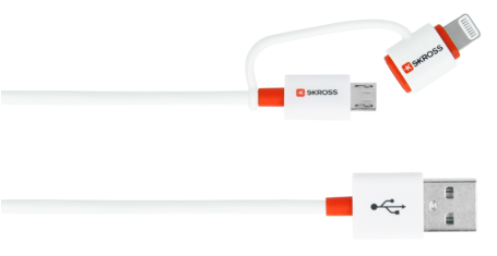 Cablu USB 2.0 A tata - micro USB, lightning, 1m, alb, Essentials Line Skross