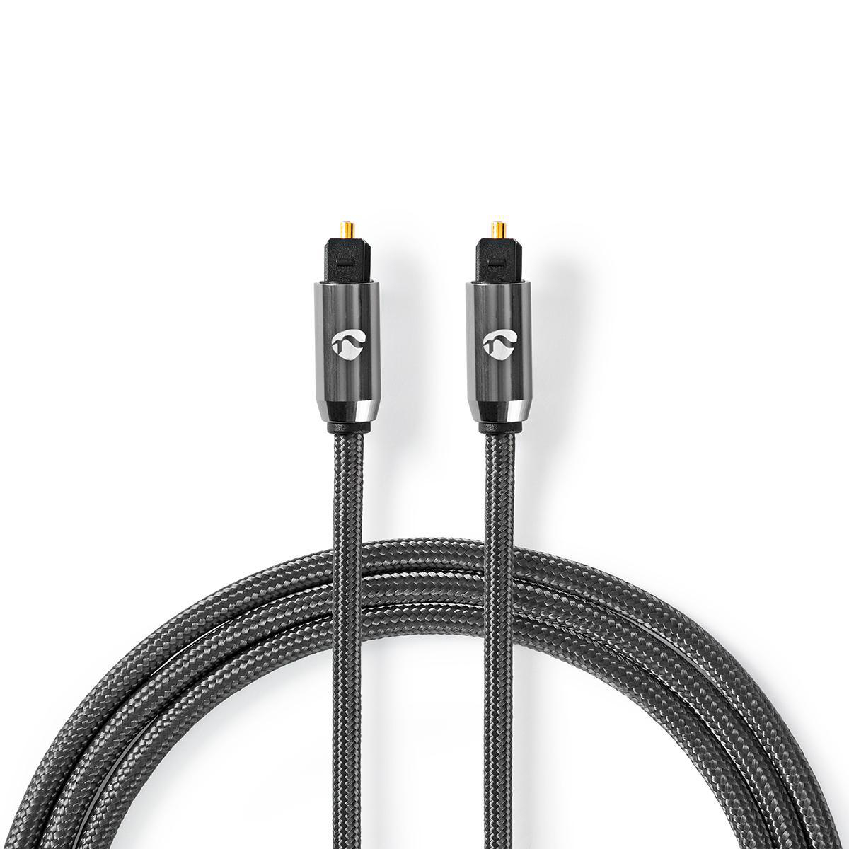 Cablu optic TosLink tata- TosLink tata, 2m, gri, Nedis