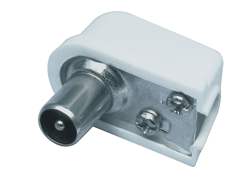Conector coaxial tata, plastic, colturi rotunjite, cotit, set 100 buc, Well