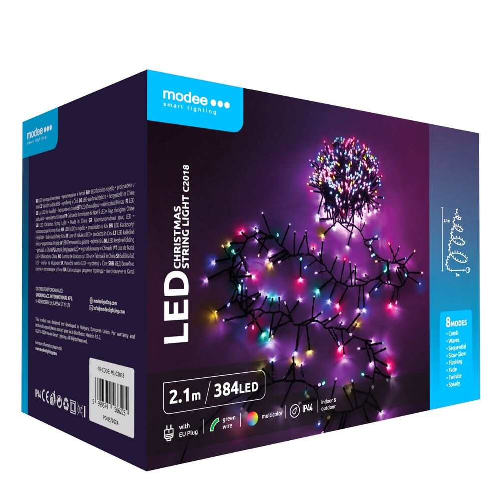 Sir de lumini colorate LED pentru Craciun, plastic, cu adaptor C2018, multicolor, Modee