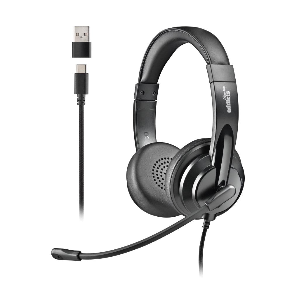 Casti stereo NGS VOX605 USB-C cu control al volumului si adaptor USB