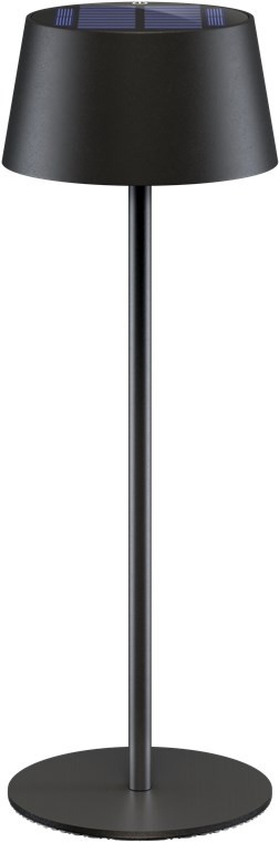 Lampa de masa solara LED, 2W, 150lm, 3000K, lumina calda reincarcabila, IP44, negru, Goobay