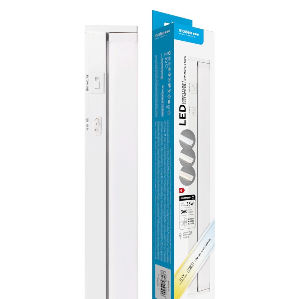 Corp de iluminat cabinet LED 4.5W 360mm 3CCT (3 setari de temperatura lumina), switch + dimabil, 360lm, Modee