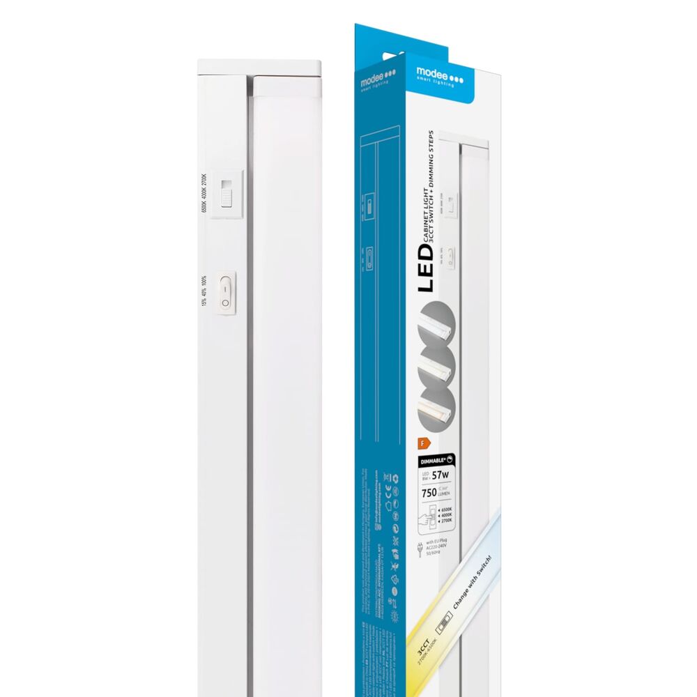 Corp de iluminat cabinet LED 8W 556mm 3CCT (3 setari de temperatura lumina), switch + dimabil, 750lm, Modee