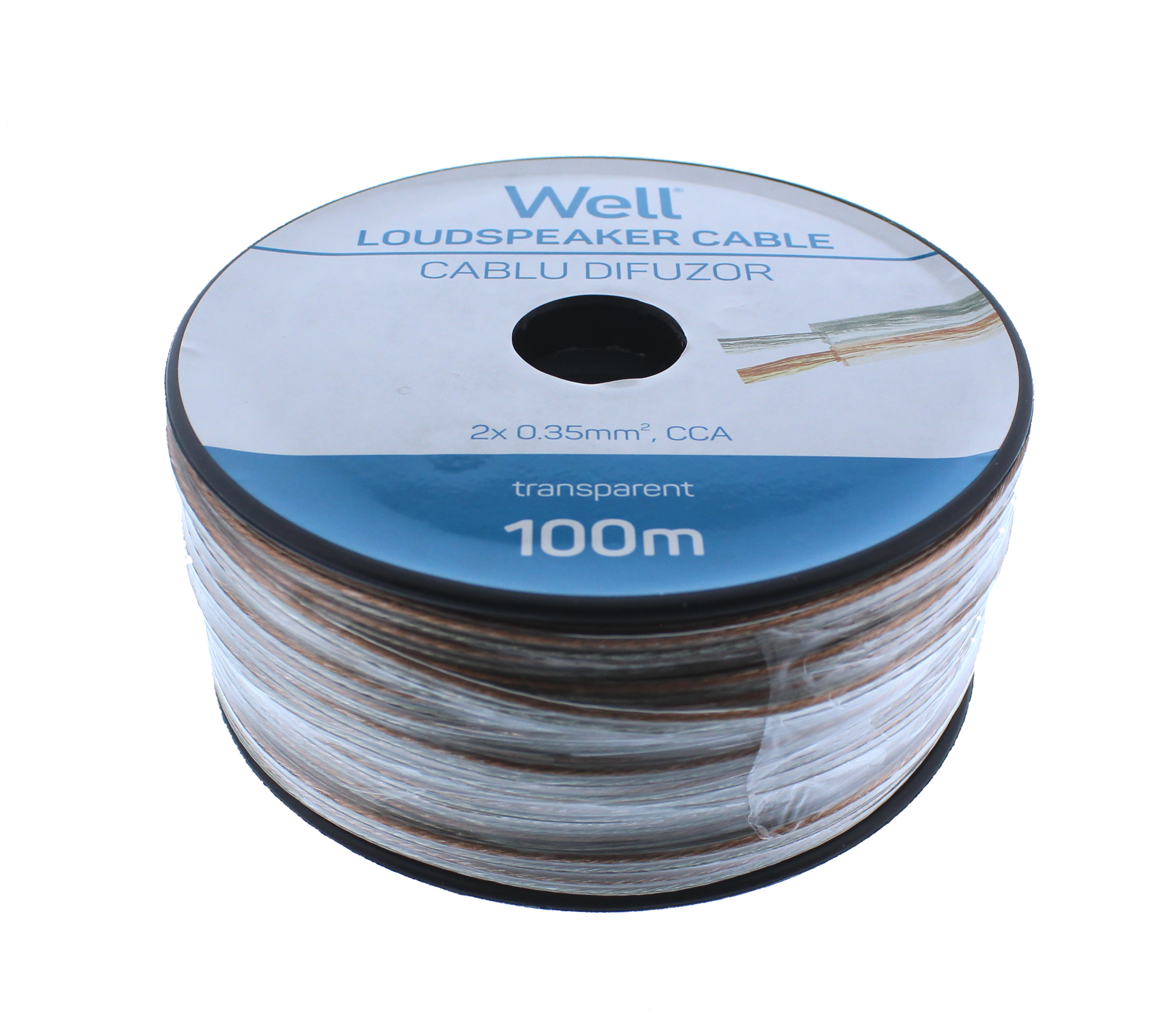 Cablu difuzor transparent 2X0.35mmp, 100m, Well