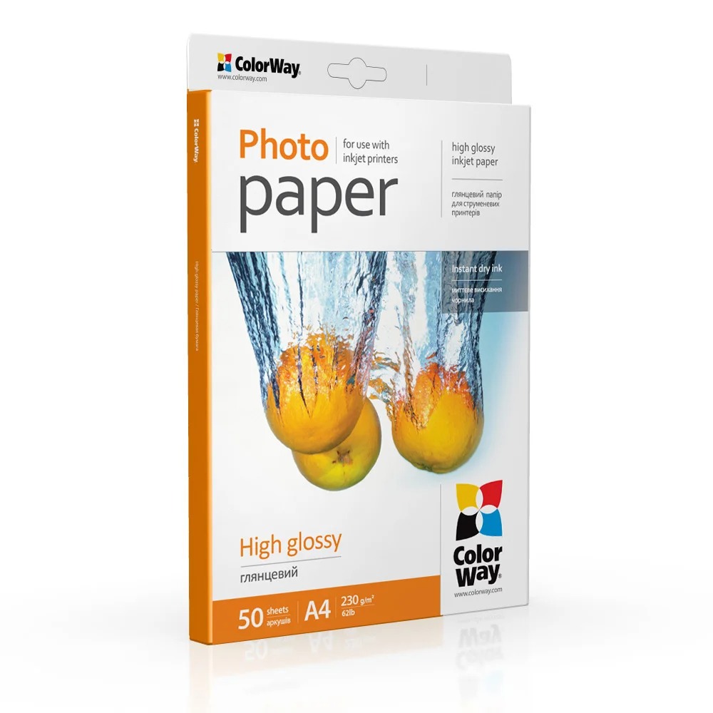Hartie foto ColorWay, lucios, alb, A4, 50 coli, 230g/mp, Seria High Glossy
