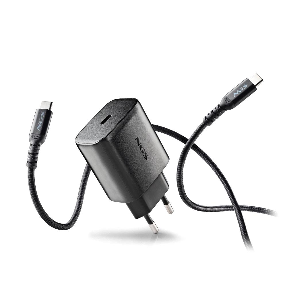 Incarcator retea NGS BUD 45W-C, 1x USB-C PD 45W, cablu USB-C, negru