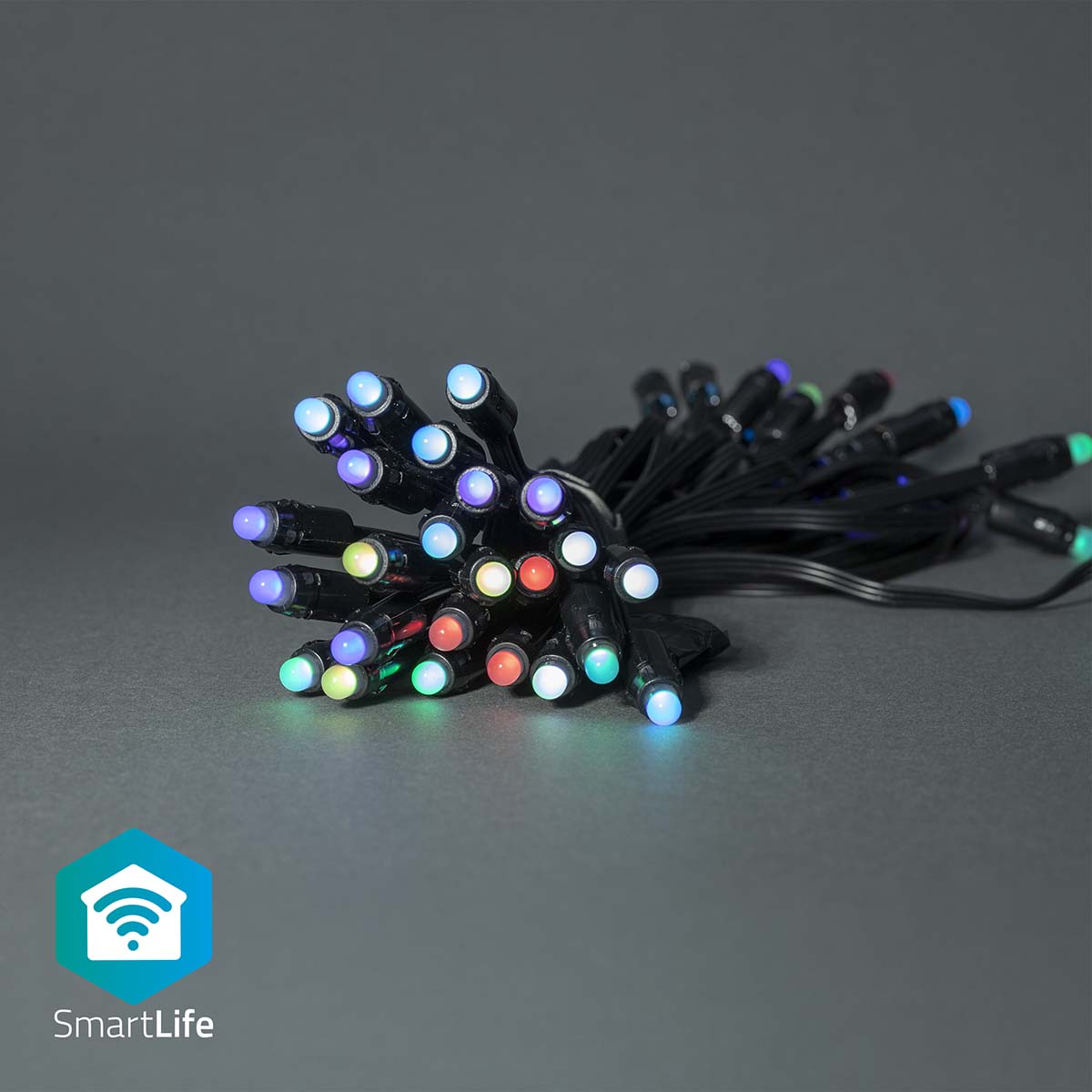 Ghirlanda luminoasa decorativa Smart Wi-Fi Nedis, 48 LED-uri, RGB, 10.8m, Android / IOS