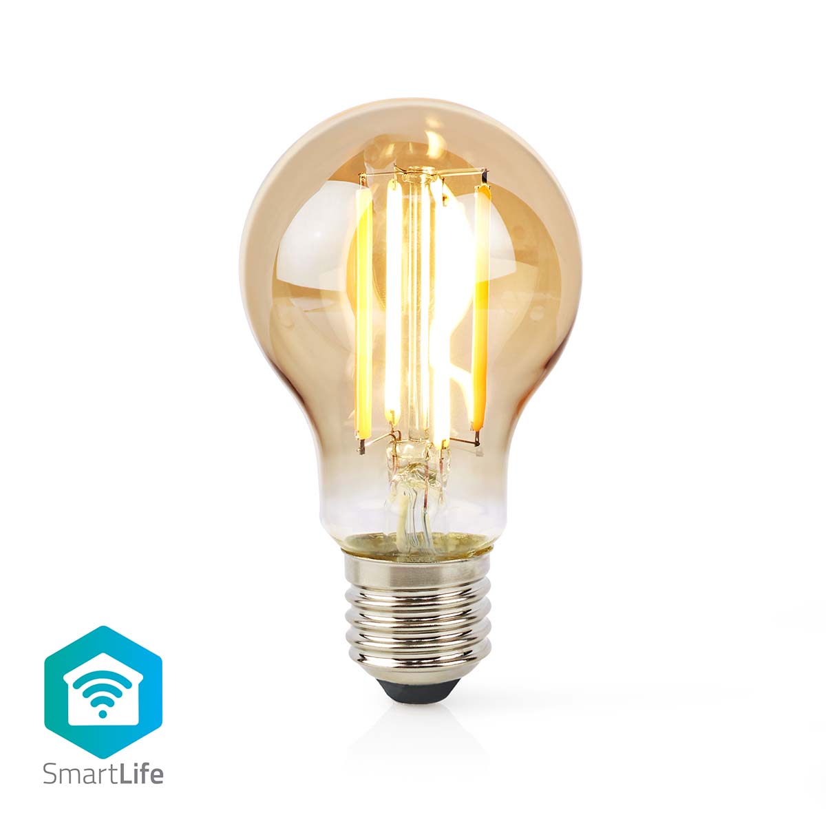 Bec LED Smart WiFi cu filament Nedis, E27, A60, 7W, 806 lm, 1800K-3000K