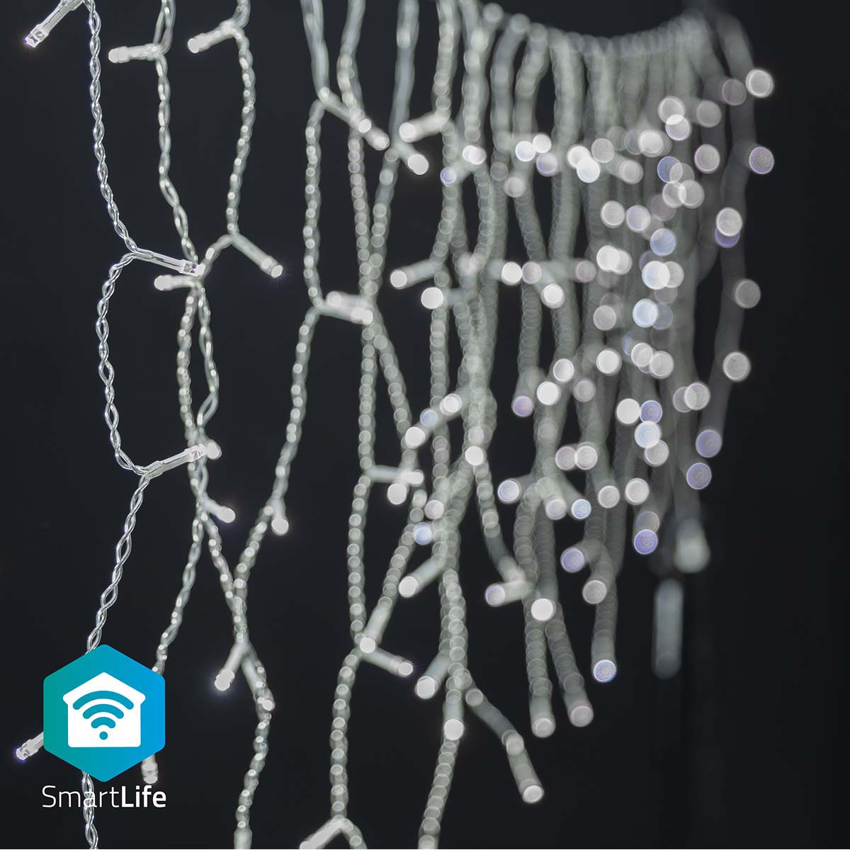 Ghirlanda luminoasa decorativa Smart Wi-Fi Nedis, 240 LED-uri, alb rece, 5m, Android / IOS