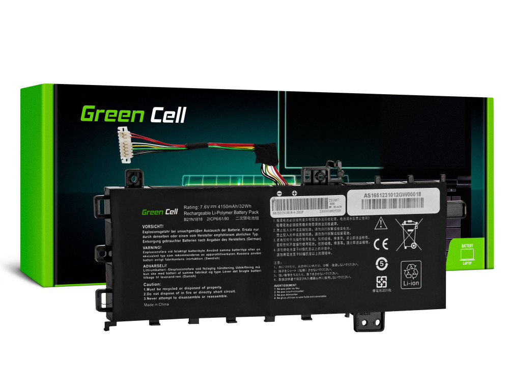 Baterie Laptop Asus VivoBook 15 A512 A512DA A512FA A512JA R512F R512U X512, 4150mAh, AS165 Green Cell