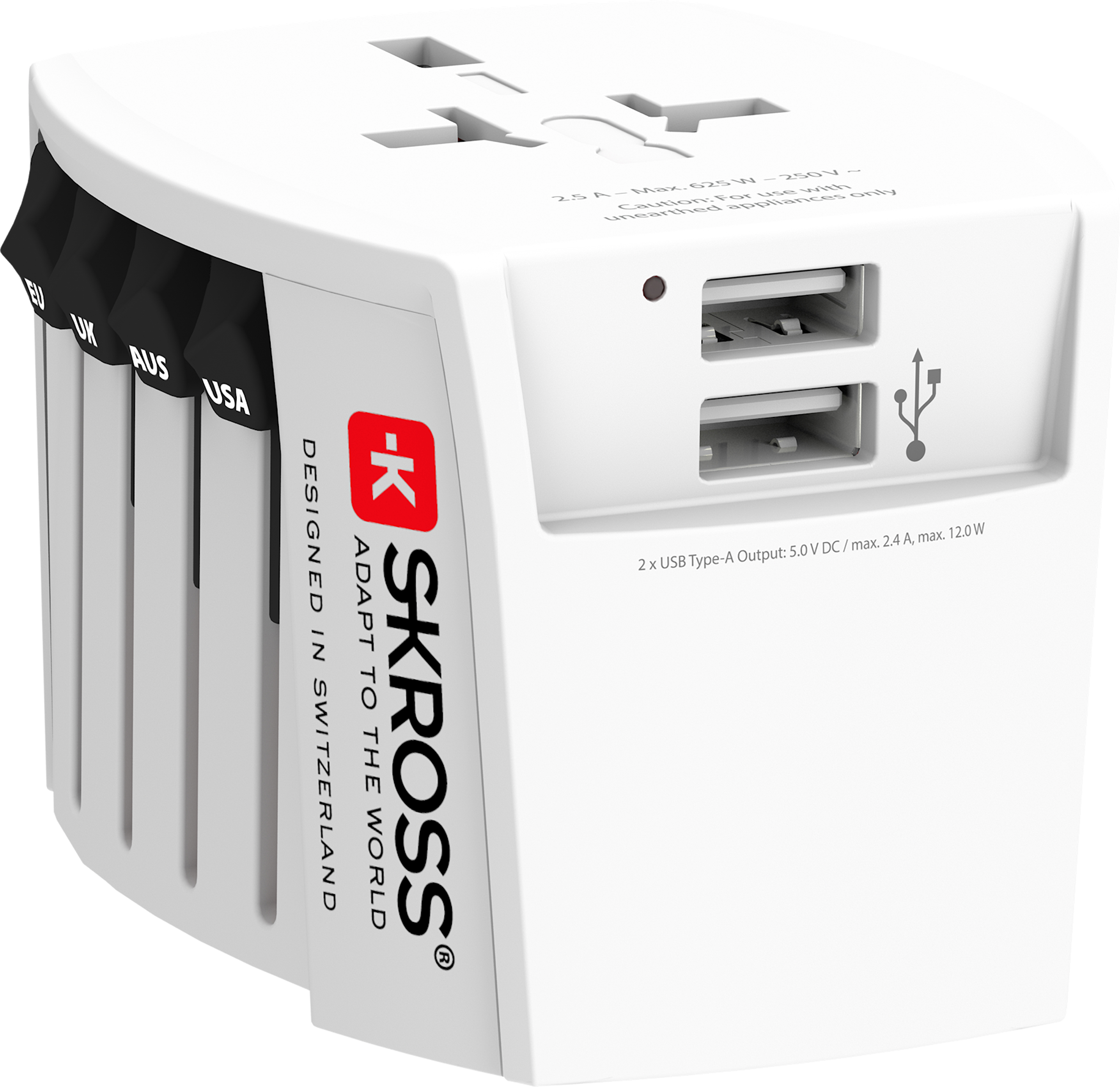 Adaptor priză universal Skross MUV cu 2 porturi USB-A, 1.302960