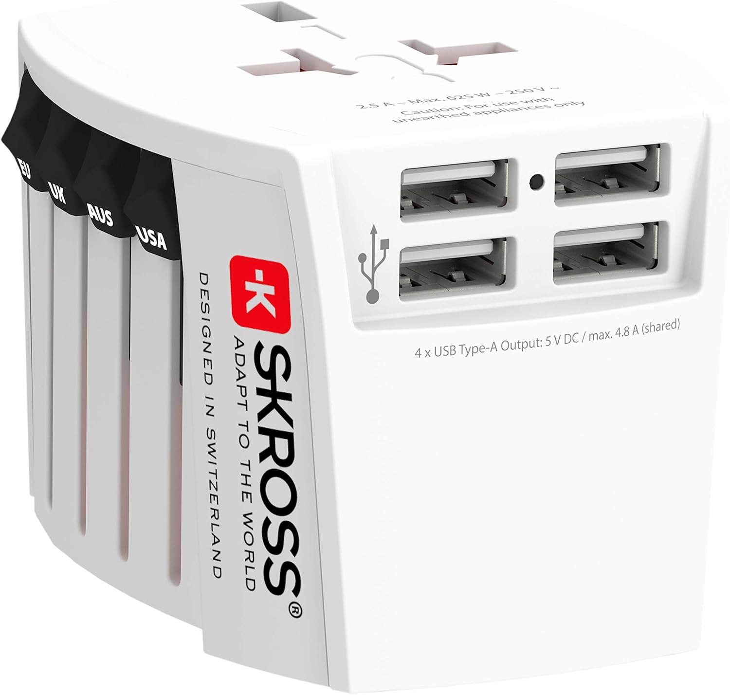 Adaptor priză universal Skross cu 4 porturi USB, 1.302961