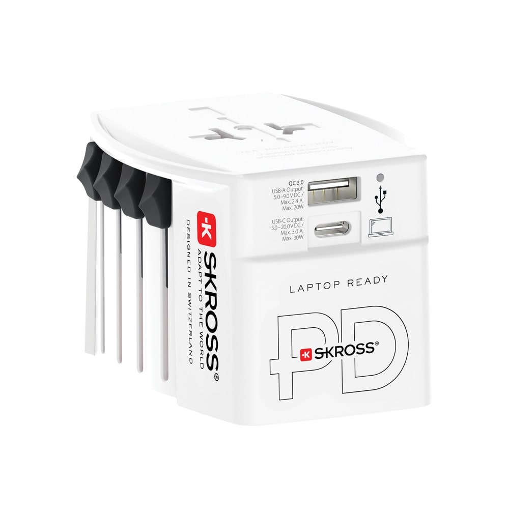 Adaptor priză universal Skross 1.302974, 30W, 1x USB-A, 1x USB-C