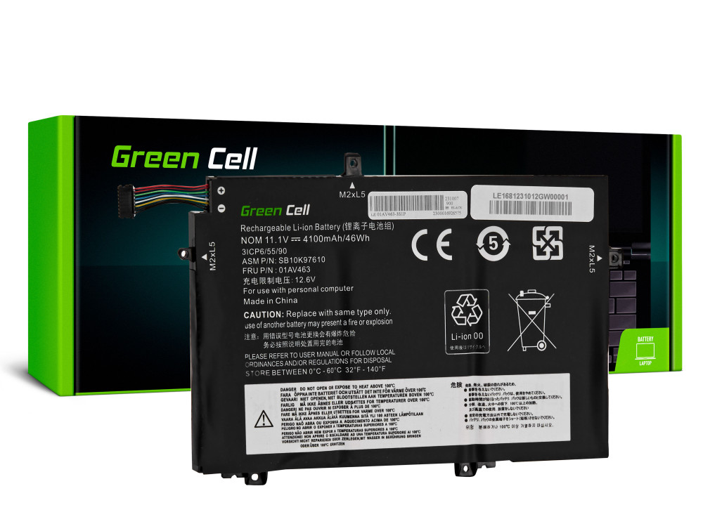Baterie Laptop Lenovo ThinkPad L480 L490 L580 L590 L14 L15 Gen 1 Gen 2, 4100mAh, Green Cell