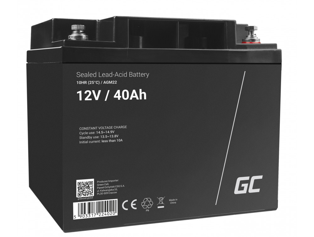 Acumulator plumb acid GreenCell 12V 40AH, terminal M6, AGM22, produs cu ambalaj deteriorat