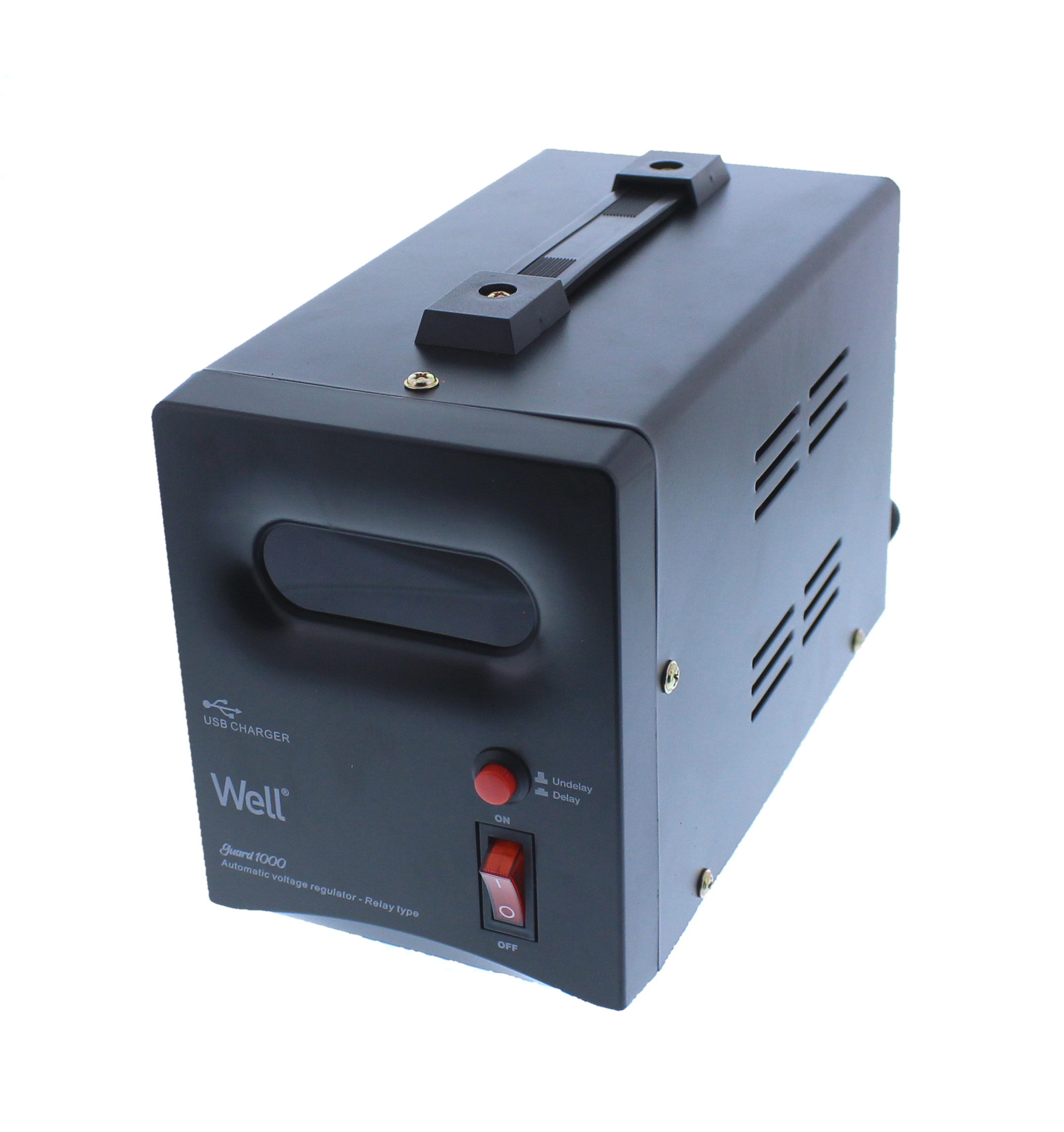 Stabilizator automat de tensiune cu releu 1000VA/600W, negru Well