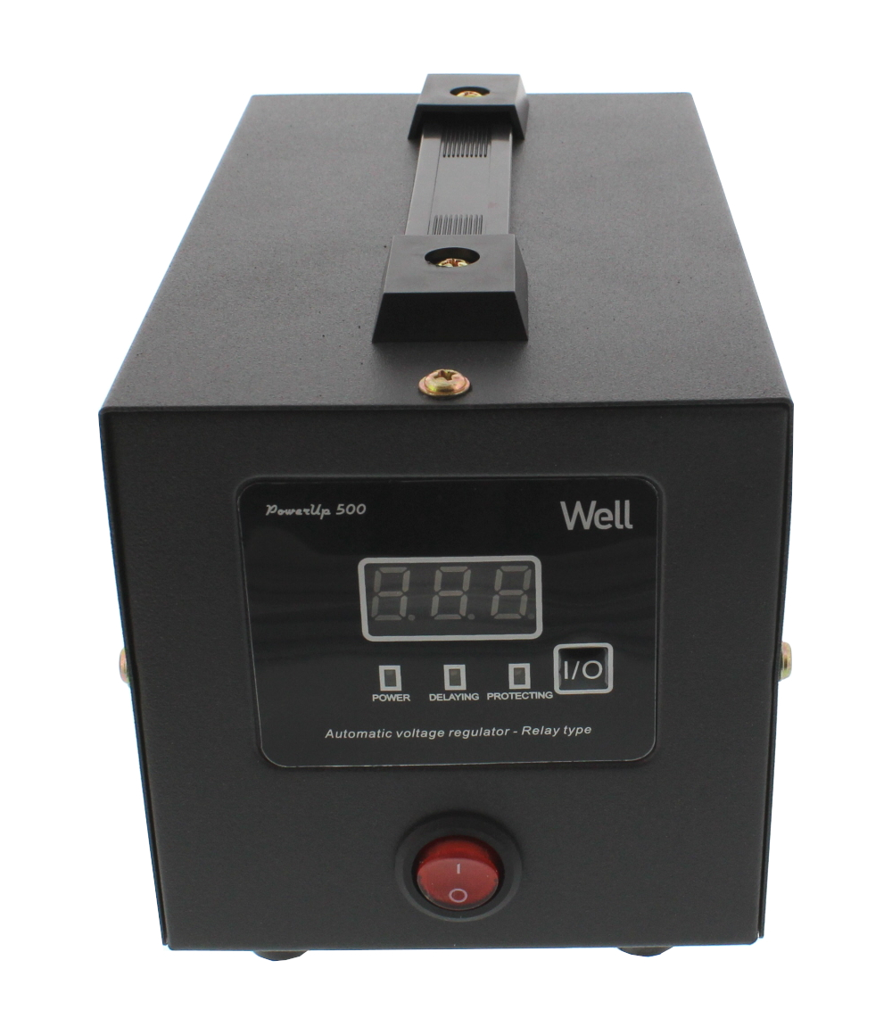 Stabilizator automat de tensiune cu releu 500VA/300W, negru Well, AVR-REL-POWERUP500-WL