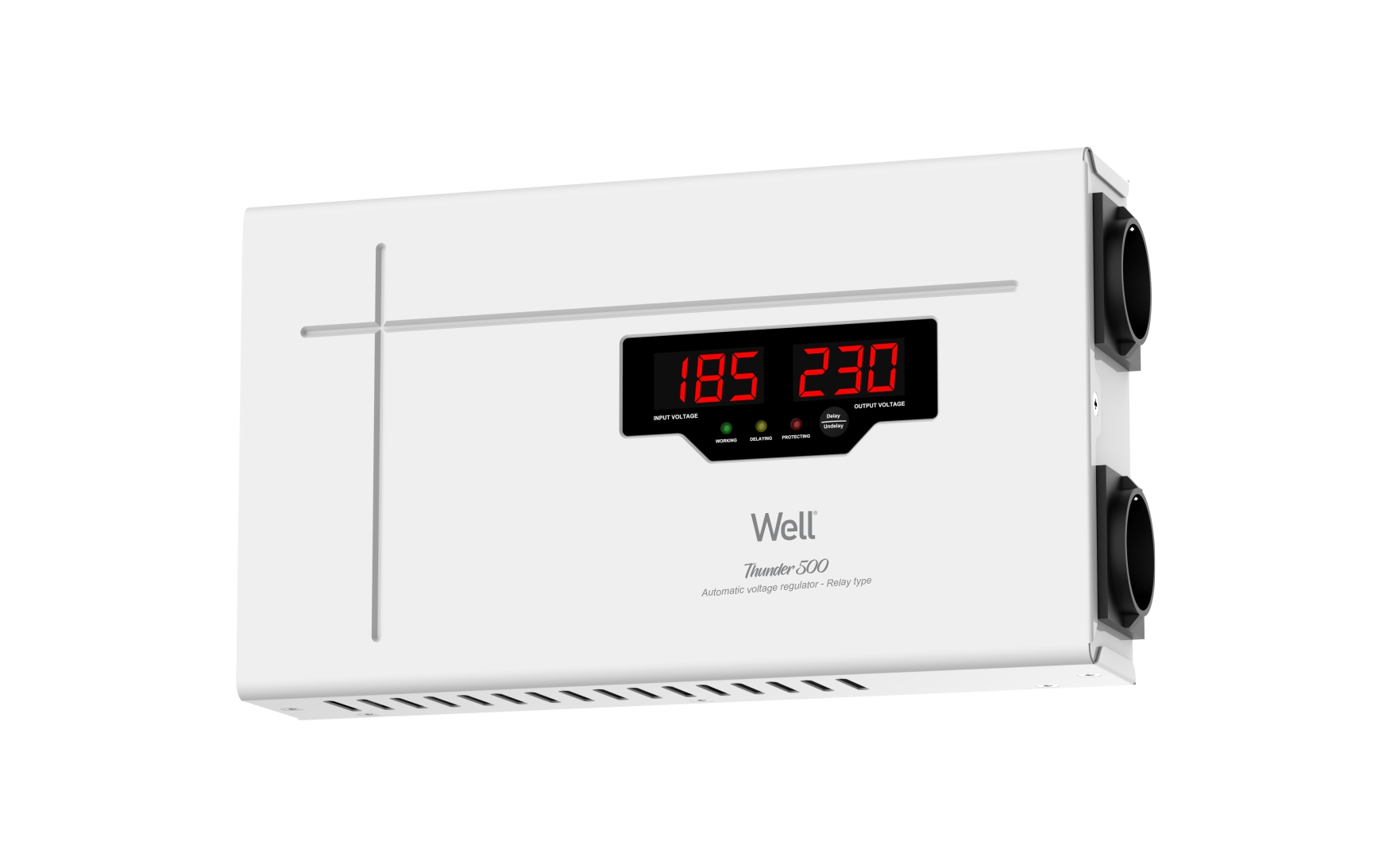 Stabilizator automat de tensiune cu releu 500VA/300W, alb, Well