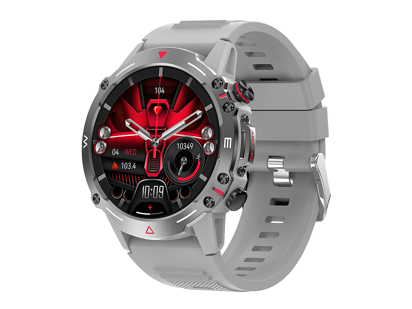 Smart Watch T-FIT 510 A, ecran AMOLED, puls, tensiune, SpO2, apelare prin Bluetooth, IP67, gri, Trevi