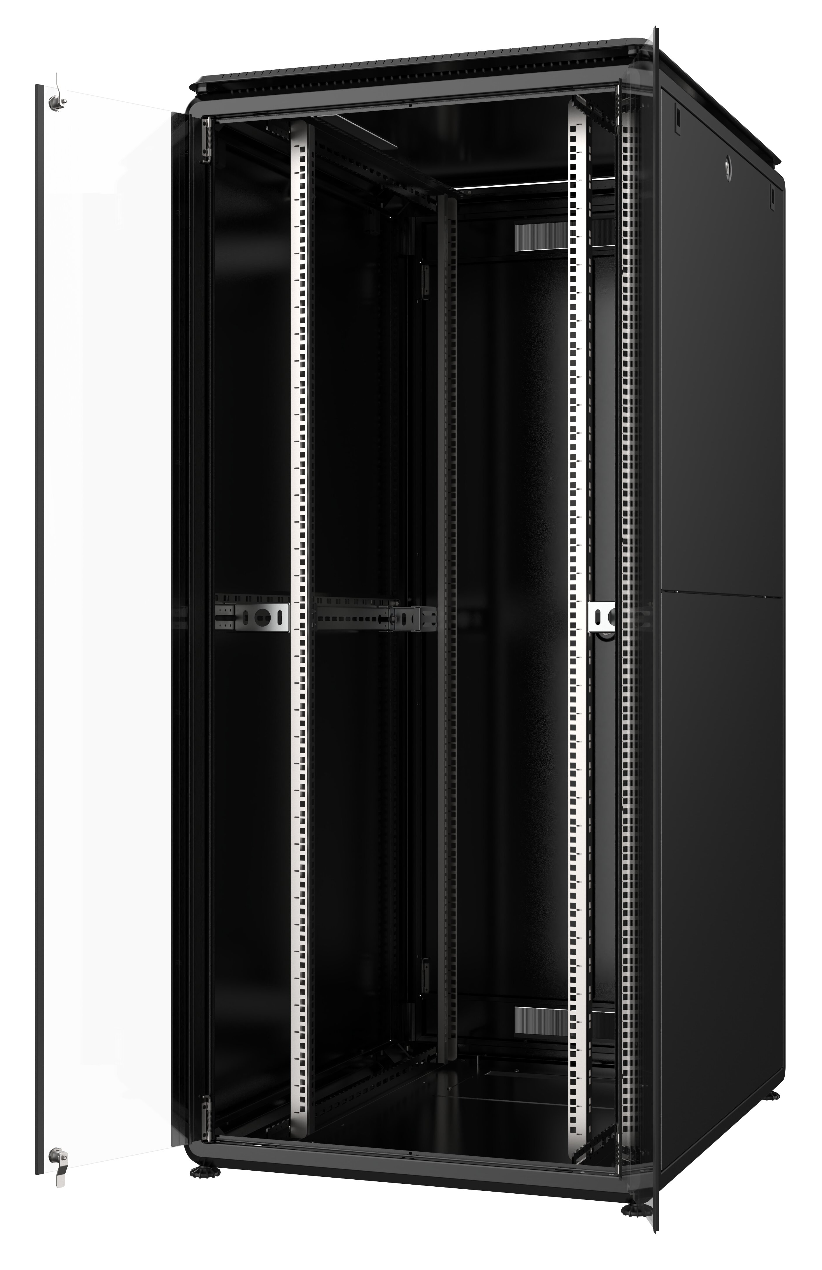 Dulap rack 19" 36U 800x1776x1000mm negru asamblat, ușă dubla aluminiu/sticlă, Mirsan MR.GTV36U81.01