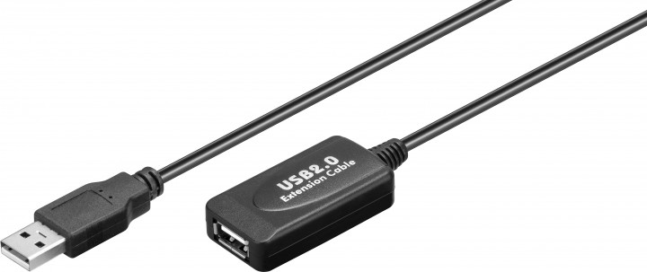 Cablu extensie USB 2.0 A tata - USB 2.0 A mama activ, 10m, negru, Goobay