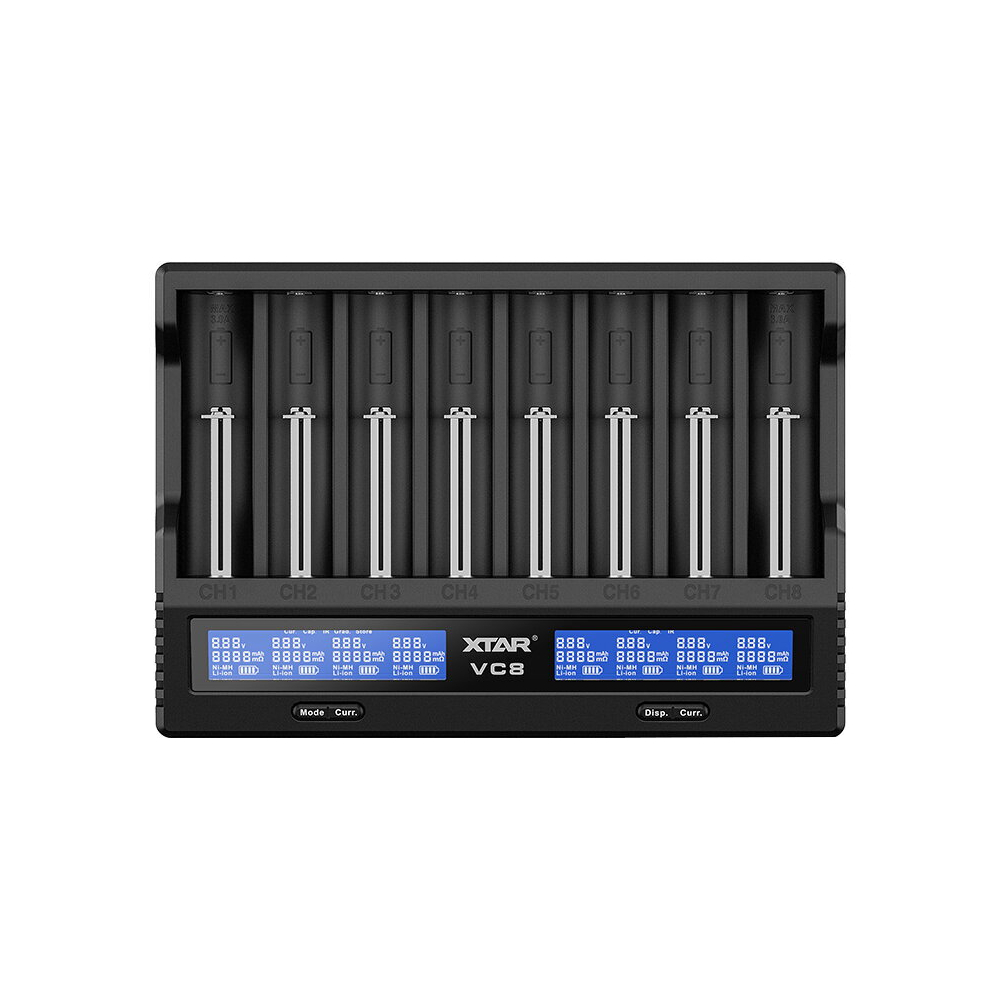 Incarcator acumulatori Li-ion, NiMH, 8 canale, afisaj LCD, USB-C, VC8 XTAR