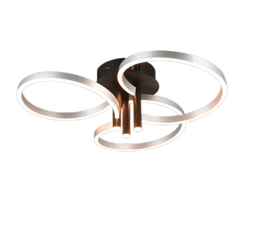 Plafoniera TRIO CARUSO, 1x SMD, 43W, 4980lm, 2300+3000+4000K, negru, aluminiu lucios, 648110605