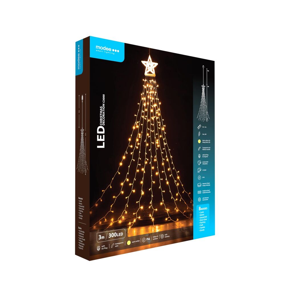 Decoratiune LED pentru Craciun, cu adaptor C3000, lumina calda, Modee