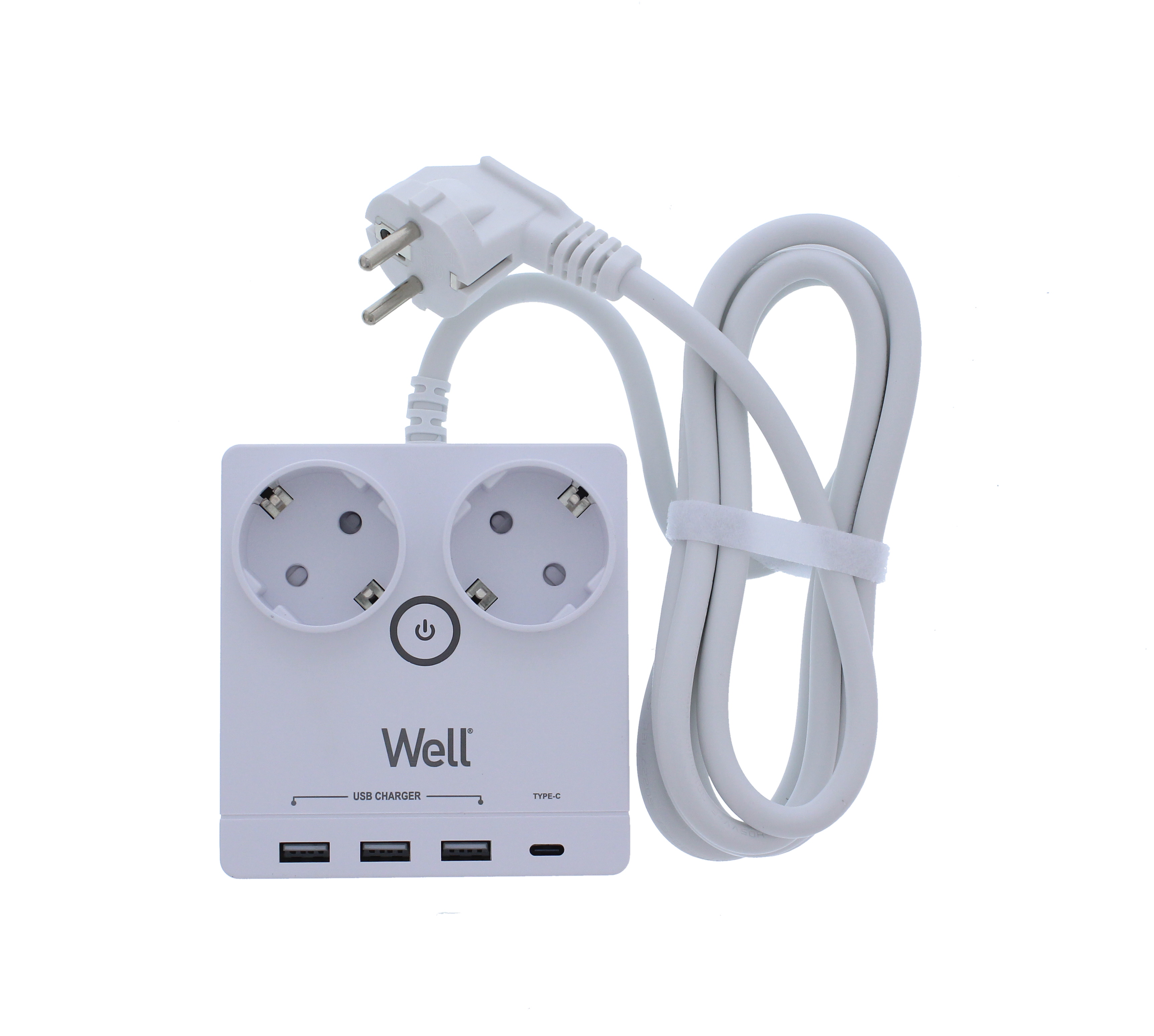 Prelungitor, 2 prize, 2m, 3x USB-A, 1x USB-C, cablu 3x1.5mmp, Well