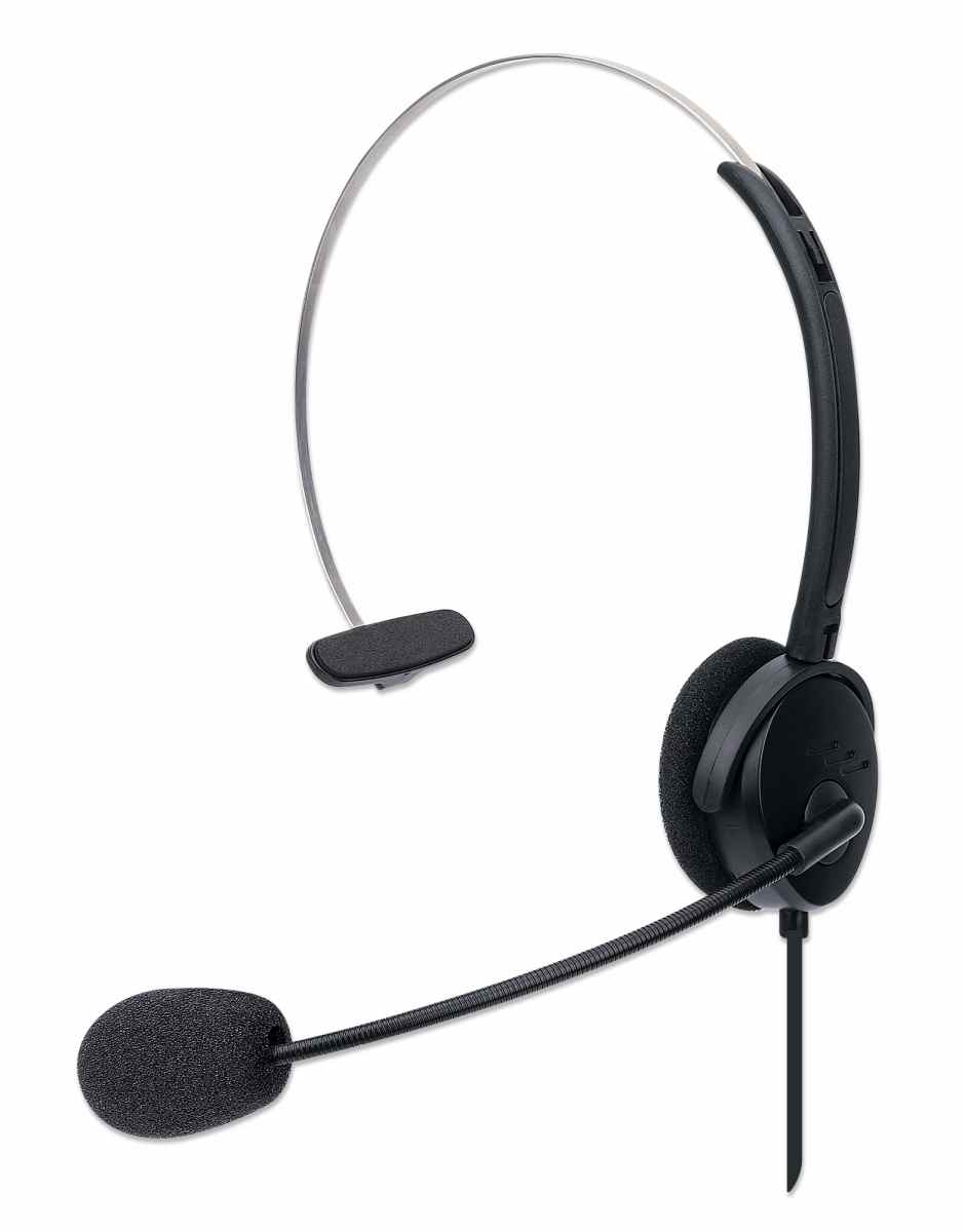 Căști mono On-Ear cu microfon, USB, control volum, 1.5m, 179867 Manhattan