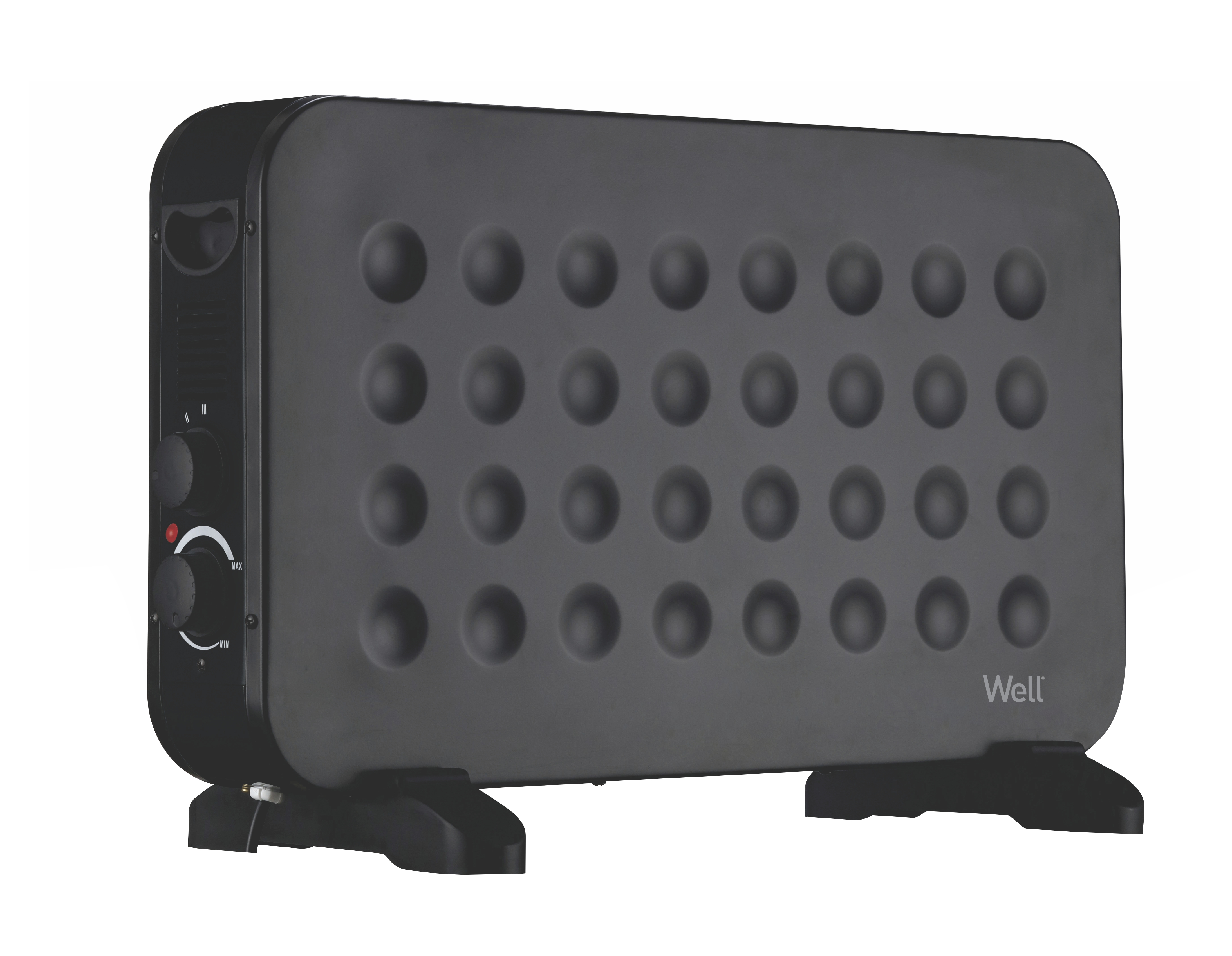 Convector electric 2000W, termostat reglabil, 3 trepte de putere, montare podea sau perete, negru, Well