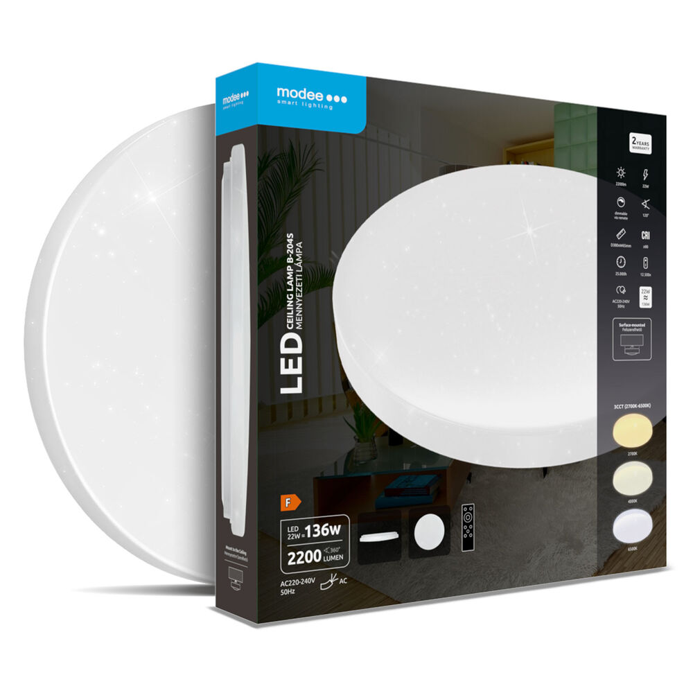 Plafoniera LED 22W 380mm 2700-6000K 2200lm, telecomandă, Modee