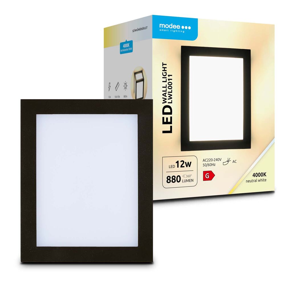 Aplica perete exterior LED, 12W, 880lm, IP65, 160x108x130mm, negru, LWL0011 Modee