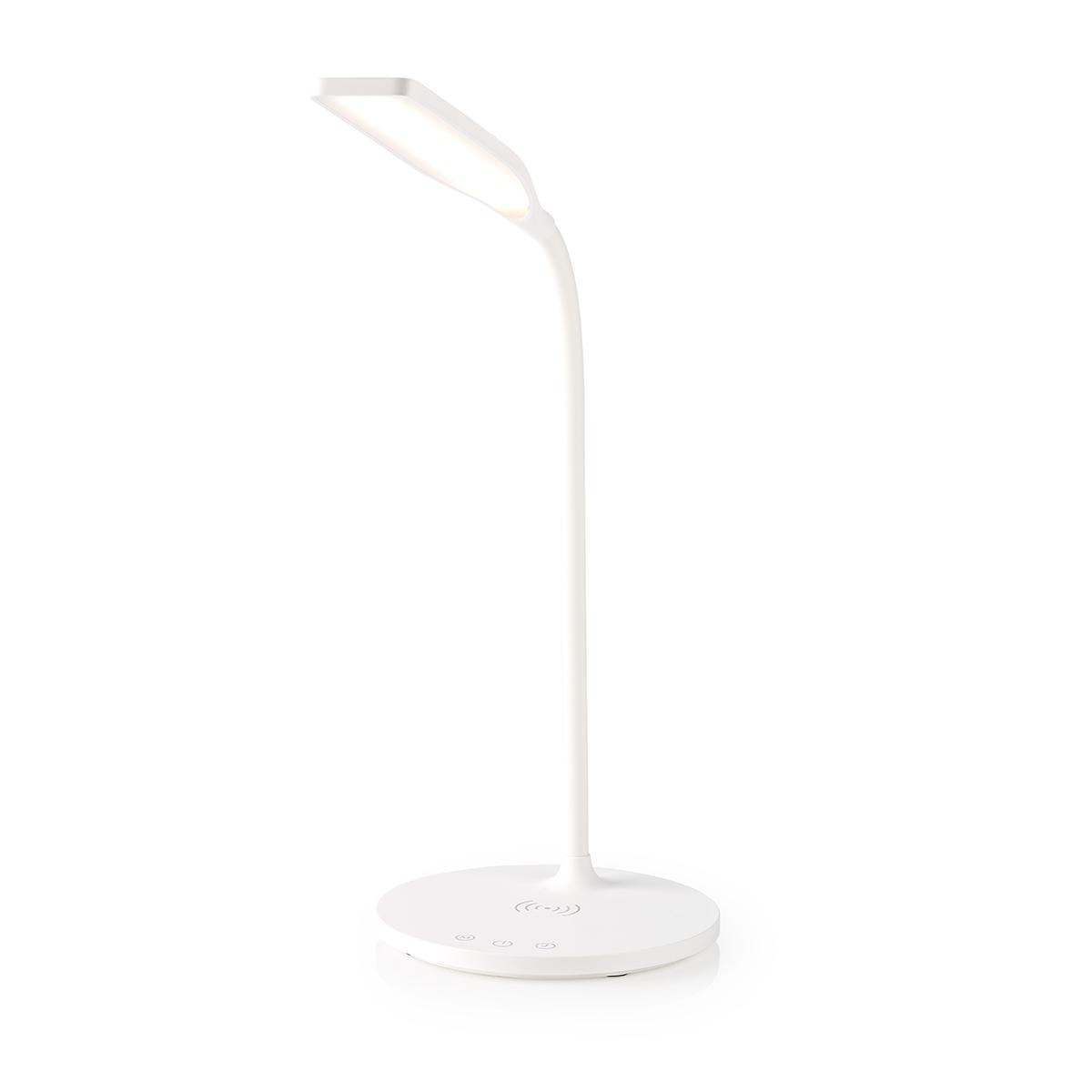 Lampă de birou LED Nedis, 2700-6500K, încărcător wireless 10W, alb