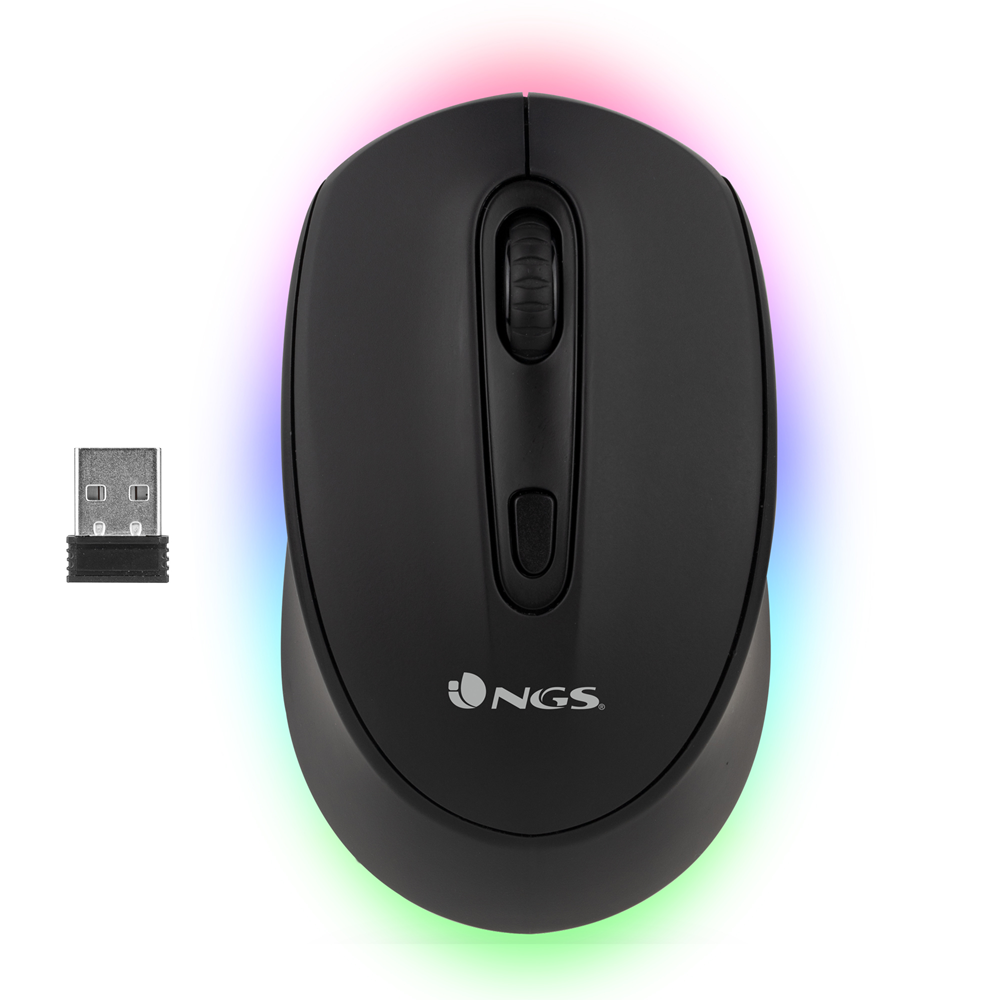 Mouse wireless reîncărcabil, Bluetooth 5.0, Smog-RB, 2400dpi, silent click, negru, RGB, NGS