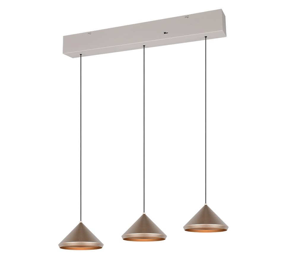 Lampă suspendata TRIO LAGUNA, 3x SMD, 5W, 3x 500lm, 2300+3000+4000K, cafea, 336210365