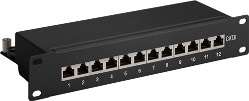 Patch Panel CAT6 cu 12 porturi negru, Goobay