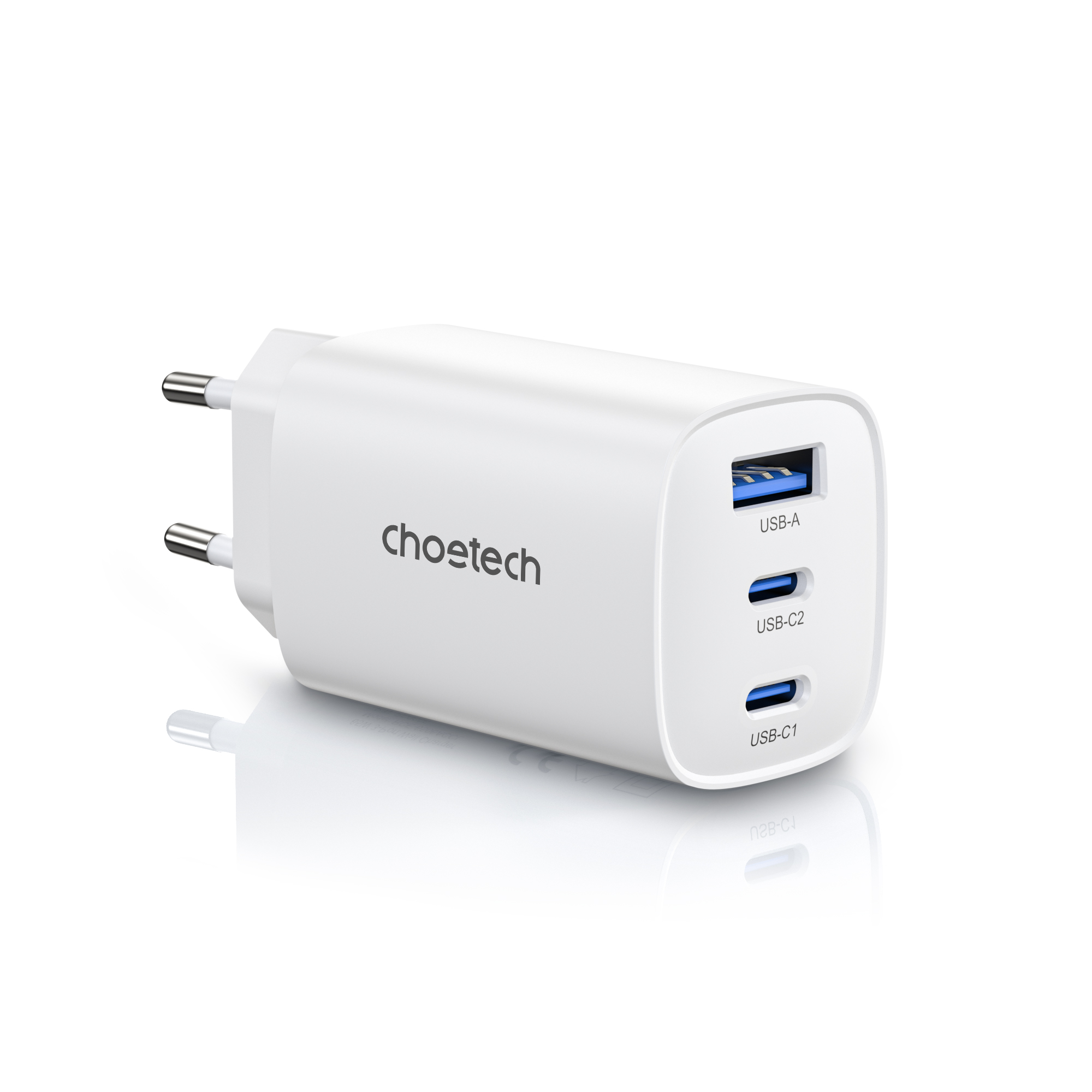 Încărcător rețea Choetech PD9006, 65W, 2x USB-C, 1x USB-A, PD, GaN, PPS, alb