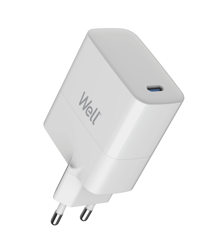Incarcator retea USB Well, GaN, PD 65W, cutie, alb