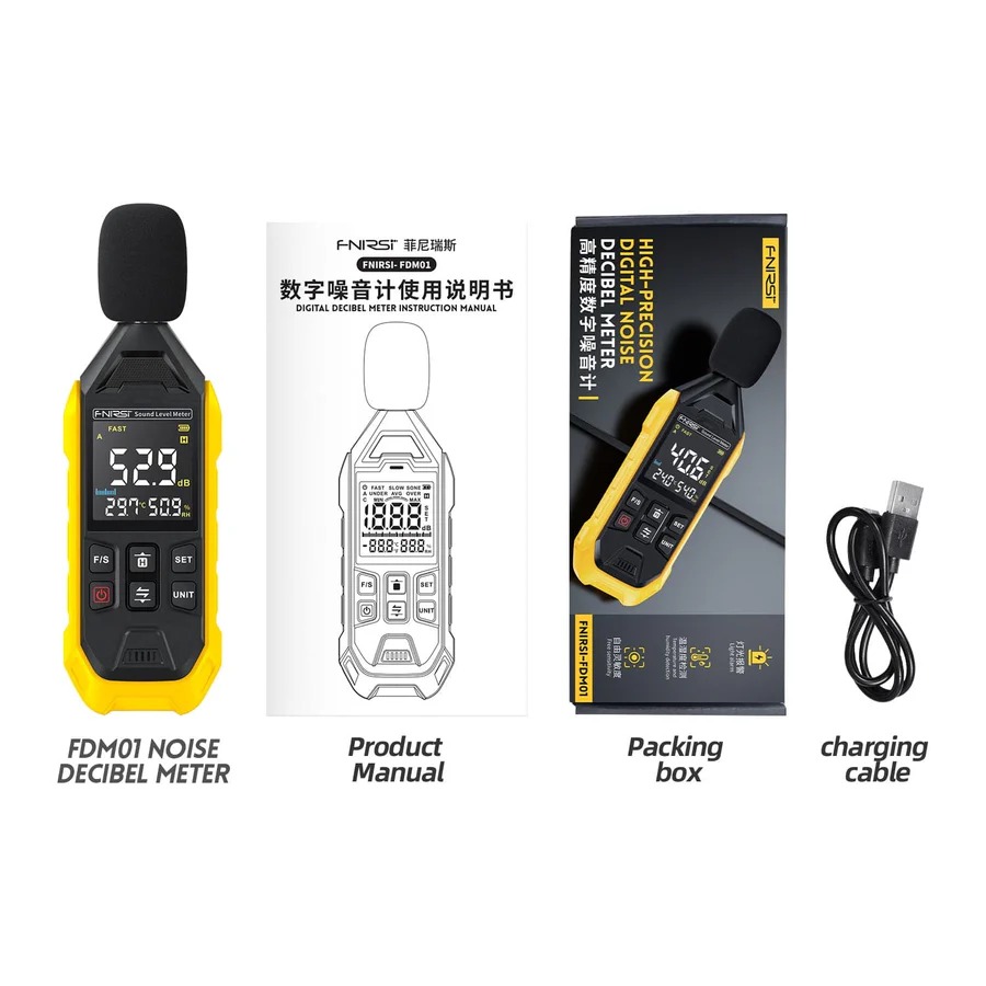Sonometru digital Fnirsi FDM-01, termometru, higrometru
