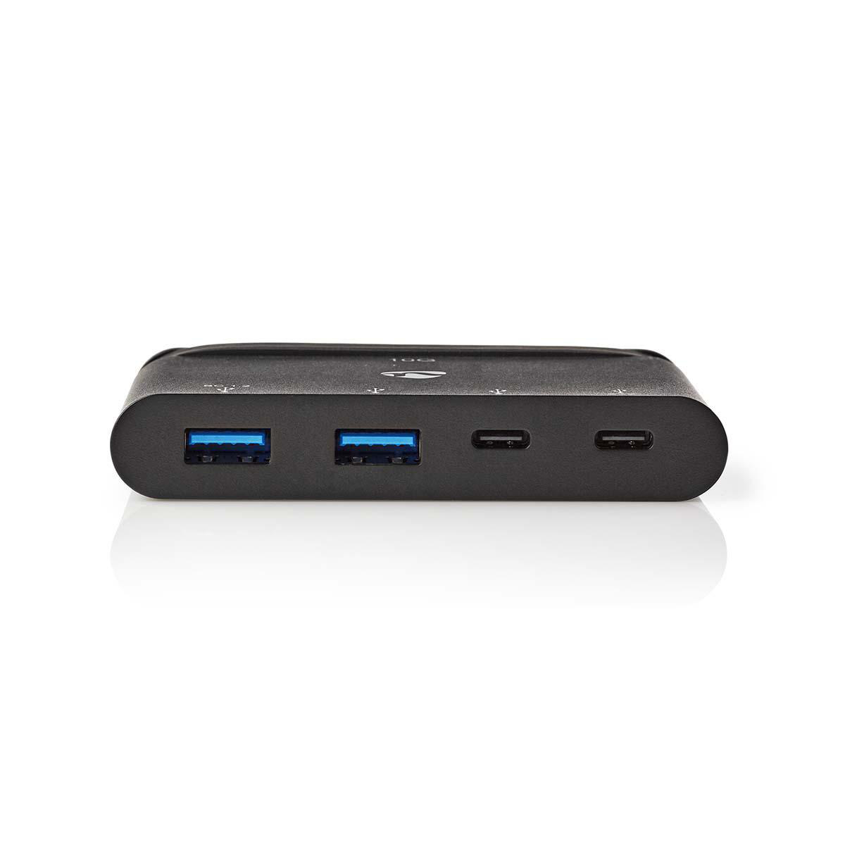 Hub USB-C Nedis, 2x USB-C / 2x USB 3.0 (10G), PD 100W, negru