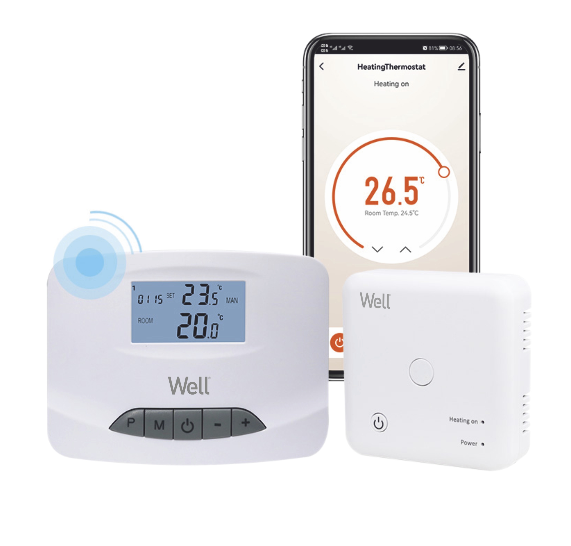 Termostat electronic programabil cu afisaj digital wireless, smart, WIFI Well